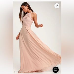 LULUS Dance All Evening Blush Pink Lace Maxi Dress. Size XS & S.